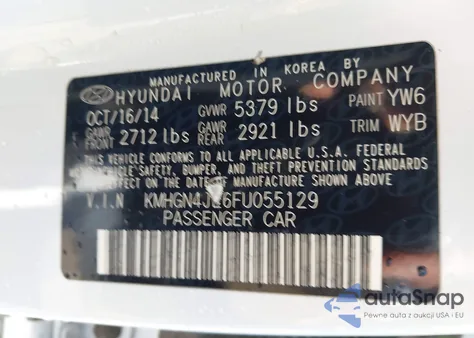 2015 Hyundai Genesis 3.8 from USA, damaged, VIN KMHGN4JE6FU055129